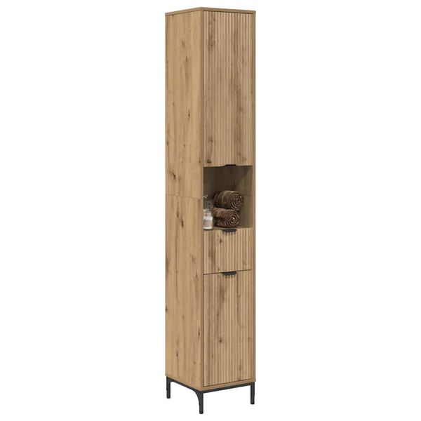 vidaXL Mobile da Bagno con porta Rovere artigianale 31,5 x 33 x 190 cm