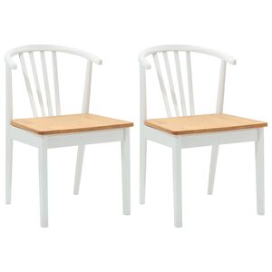 vidaXL Sedia da pranzo 2 pz Legno di gomma massiccio bianco e naturale
