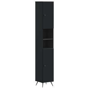 vidaXL Armadio da Bagno con Ripiano Aperto BREDA Nero 30 x 31 x 190 cm