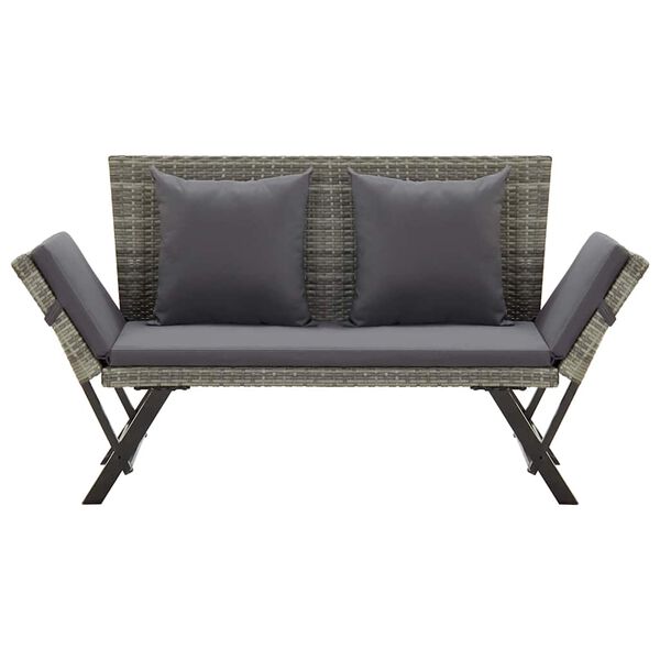 vidaXL Panca da Giardino con Cuscini Grigi 176 cm in Polyrattan
