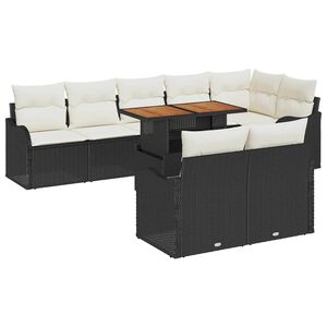 vidaXL Set Divano da Giardino 9 pz 8-Numero di posti Nero e crema
