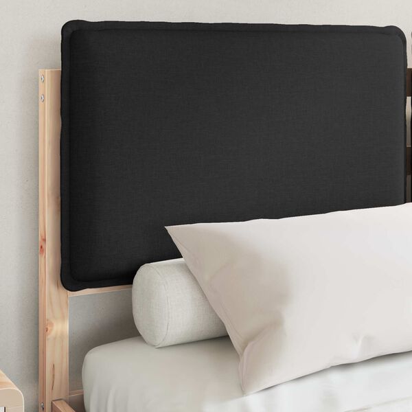 vidaXL Letto con Testiera Rivestita Nero 135 x 190 cm Pino massello
