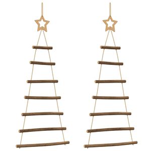 vidaXL Alberi di Natale sospesi con stelle in alto 2 pz 42x90 cm Ramo naturale