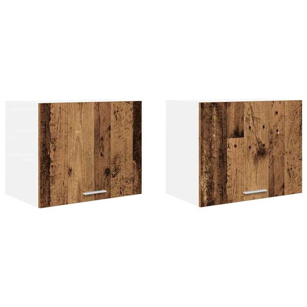 vidaXL Armadio pensile 2 pcs Legno Antico e Bianco 50 x 31 x 40 cm