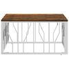 vidaXL Tavolino Salotto Argento in Acciaio Inox e Legno di Recupero