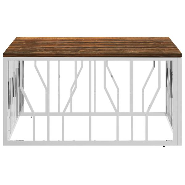 vidaXL Tavolino Salotto Argento in Acciaio Inox e Legno di Recupero