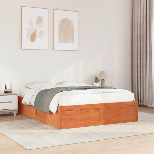 vidaXL Letto senza Materasso Marrone Cera 140x190 cm in Legno di Pino