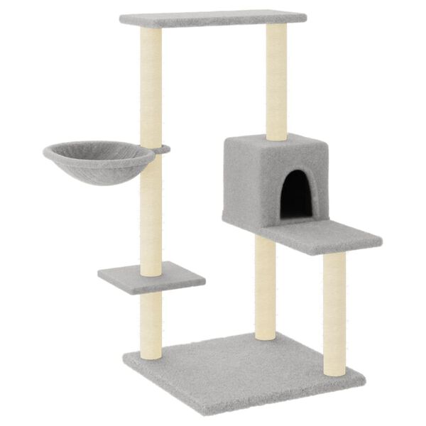 vidaXL Albero per Gatti con Tiragraffi in Sisal Grigio Chiaro 95 cm