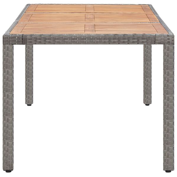 vidaXL Tavolo Giardino Grigio 190x90x75cm Polyrattan Massello d'Acacia