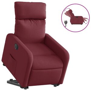 vidaXL Poltrona Alzapersona Reclinabile Elettrica Rosso Vino Tessuto