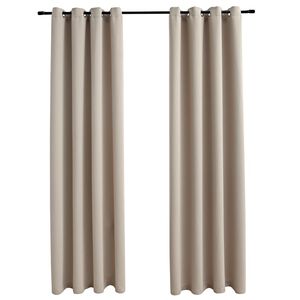 vidaXL Tende Oscuranti con Anelli in Metallo 2 pz Beige 140x175 cm