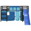 vidaXL Letto a Soppalco con Tende Bambini Blu 80x200 cm Massello Pino