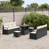 vidaXL Set Divano da Giardino con cuscino 9 pcs Nero polyrattan