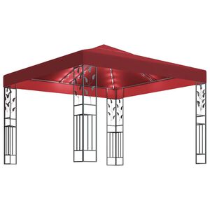 vidaXL Gazebo con Stringa di Luci LED 3x3 m Rosso Vino