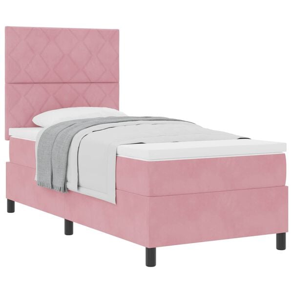 vidaXL Letto a molle con materasso Rosa 90 x 190 cm Velluto