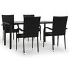 vidaXL Set da Pranzo da Giardino 5 pz Nero in Polyrattan