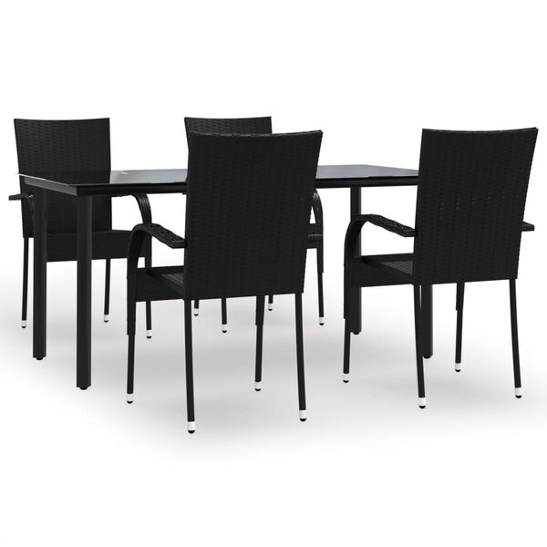 vidaXL Set da Pranzo da Giardino 5 pz Nero in Polyrattan