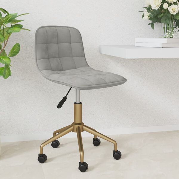 vidaXL Sedia da Pranzo Girevole Grigio Chiaro in Velluto