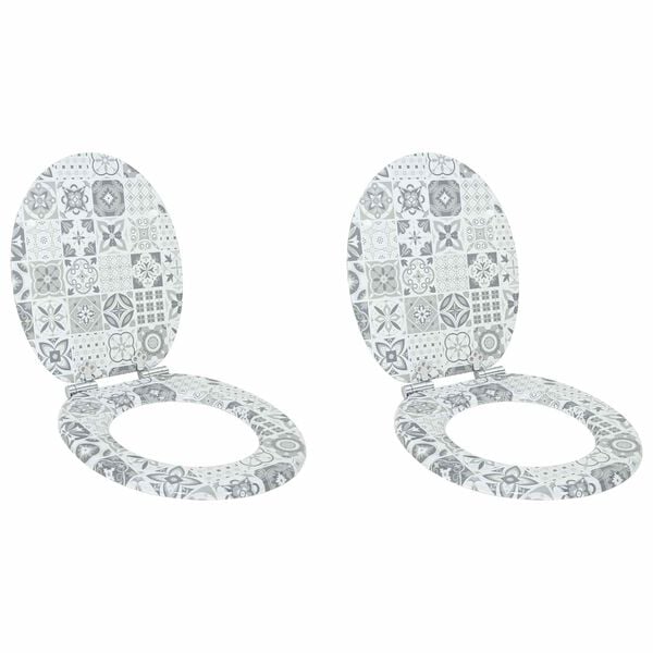 vidaXL Sedile del WC 2 pcs Porcellana blu e bianca 44 x 38 cm