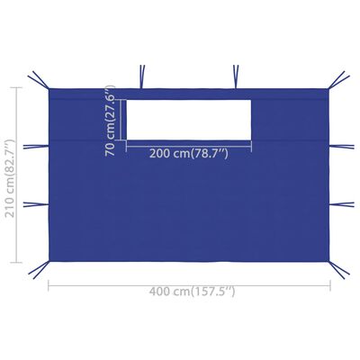 vidaXL Pareti con Finestre per Gazebo 2 pz 4x2,1 m Blu 70 g/m²