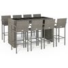 vidaXL Set da Bar da Giardino 9pz Grigio in Polyrattan