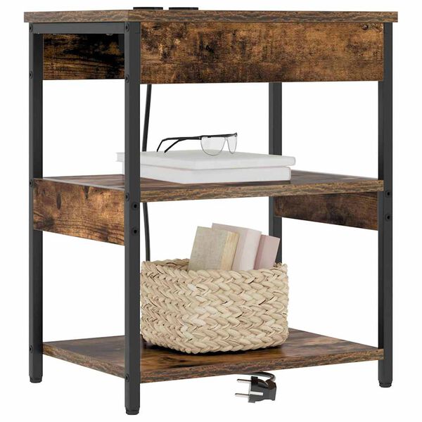 vidaXL Armadio da Notte Rovere fum&eacute; 41 x 31 x 51 cm Legno multistrato