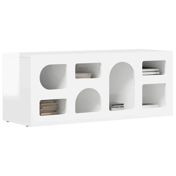 vidaXL Mobile TV Bianco Lucido 100 x 35 x 40 cm Legno multistrato