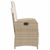 vidaXL Sedia Reclinabile da Giardino con Poggiapiedi Beige Polyrattan