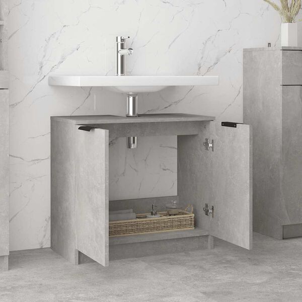 vidaXL Mobile Bagno Grigio Cemento 64,5x33,5x59cm in Legno Multistrato