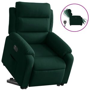 vidaXL Poltrona Alzapersona Reclinabile Elettrica Verde Scuro Velluto
