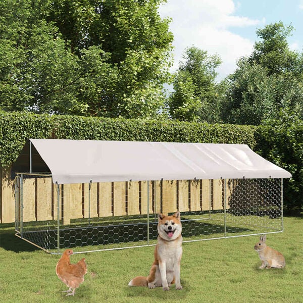 vidaXL Gabbia per Cani da Esterno con Tetto 400x200x150 cm