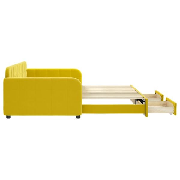 vidaXL Divano Letto Estraibile con Cassetti Giallo 100x200cm Velluto