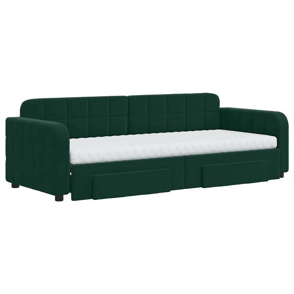vidaXL Divano Letto Estraibile Cassetti Verde Scuro 80x200cm Velluto