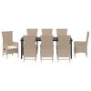 vidaXL Set da Pranzo per Giardino con cuscino 9 pcs Beige polyrattan