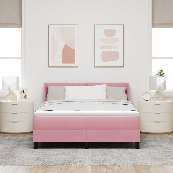 vidaXL Letto a molle con testiera Rosa 200 x 140 cm Velluto