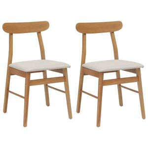 vidaXL Sedia da pranzo 2 pz Legno di gomma solido Naturale e chiaro