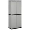 vidaXL Armadietto da Giardino con 3 Ripiani Grigio e Nero 68x40x168 cm