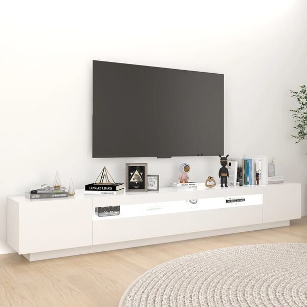 vidaXL Mobile Porta TV con Luci LED Bianco 260x35x40 cm