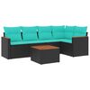 vidaXL Set Divani da Giardino 6 pz con Cuscini Nero in Polyrattan
