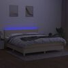 vidaXL Letto a Molle con Materasso e LED Crema 180x200 cm in Tessuto