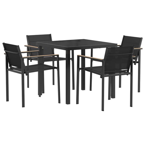 vidaXL Set di Mobili da Esterno 5 pcs Nero e antracite 80 x 80 x 73 cm