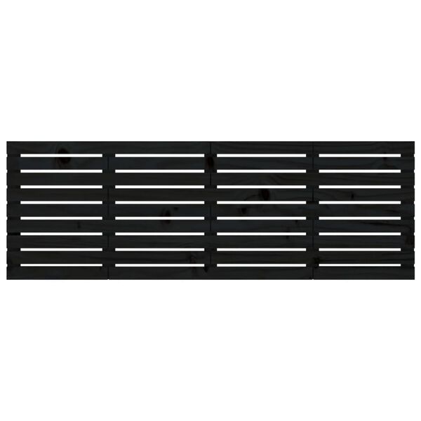 vidaXL Testiera da Parete Nera 186x3x63 cm in Legno Massello di Pino