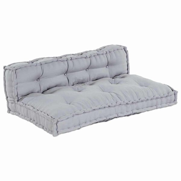vidaXL Cuscino per Divano Pallet 2 pcs Grigio 120 x 80 x 38 cm Tessuto