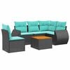 vidaXL Set Divani da Giardino 6 pz con Cuscini Nero in Polyrattan
