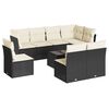 vidaXL Set Divani da Giardino 9 pz con Cuscini Nero in Polyrattan