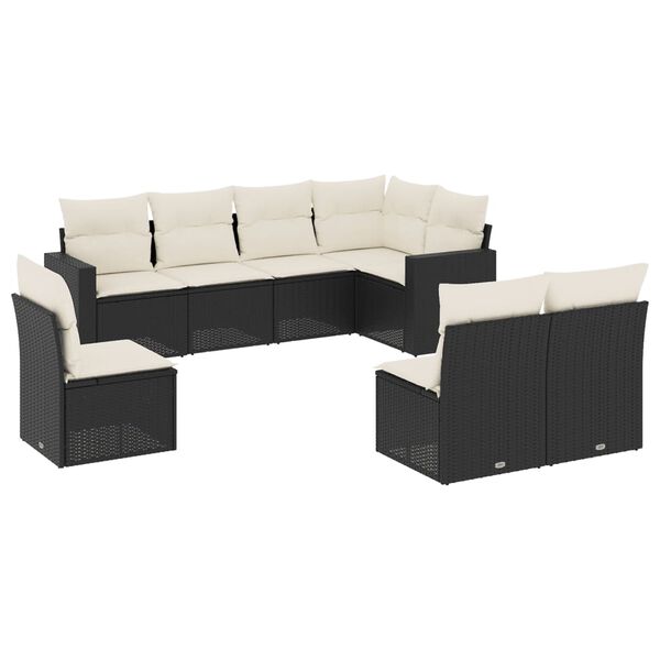 vidaXL Set Divani da Giardino con Cuscini 8 pz Nero in Polyrattan