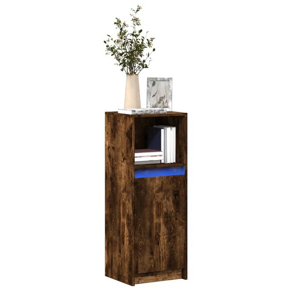 vidaXL Credenza con LED Rovere Fumo 38x34x100 cm in Legno Multistrato