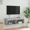 vidaXL Mobile Porta TV con Luci LED Grigio Cemento 100x30x30 cm