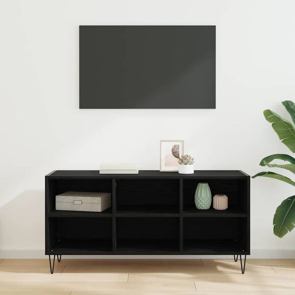 vidaXL Mobile TV Rovere Nero 103,5 x 30 x 50 cm Legno multistrato