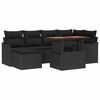 vidaXL Set Divano da Giardino 7 pz Nero Poly Rattan